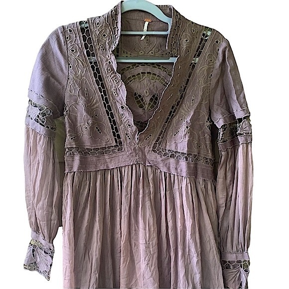 Free People In Dreamland Mini Dress in Wood Ash. Size XS. NWOT - Picture 9 of 12